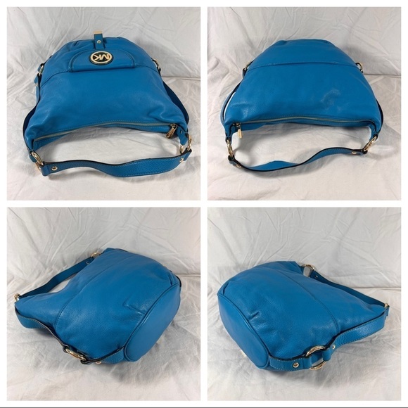 AUTHENTIC MK - MICHAEL KORS GENUINE LEATHER Aqua Blue SHOULDER BAG with WALLET - Picture 16 of 16